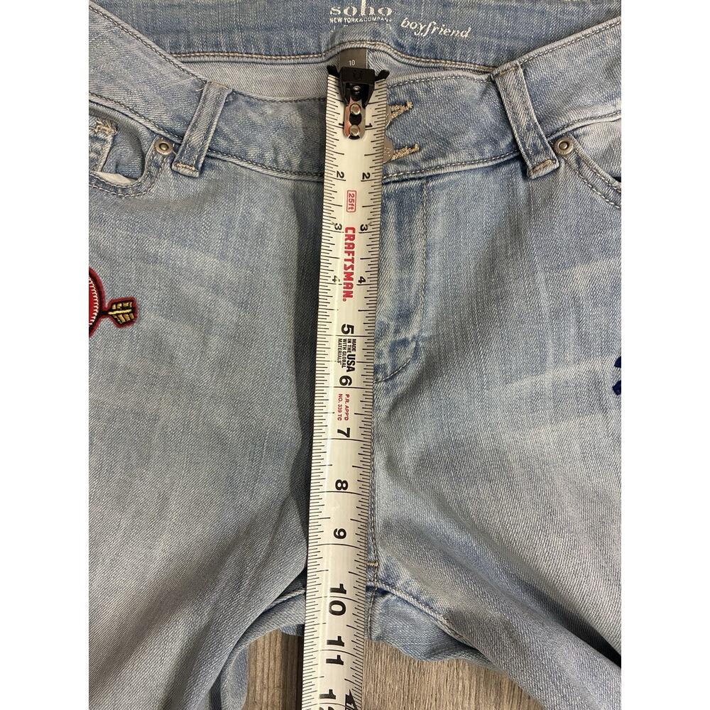 NY&Co Soho Boyfriend Jeans Size 10 Light Wash Patches Graphic Pop Art Denim - Picture 8 of 10